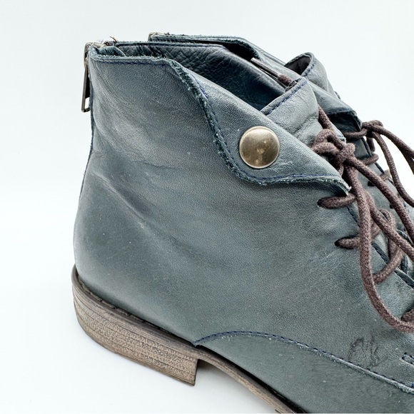 Miz Mooz Womens Lennox Lace-Up Bootie In Ocean Blue Leather Size 8 Minimalist - Picture 3 of 12